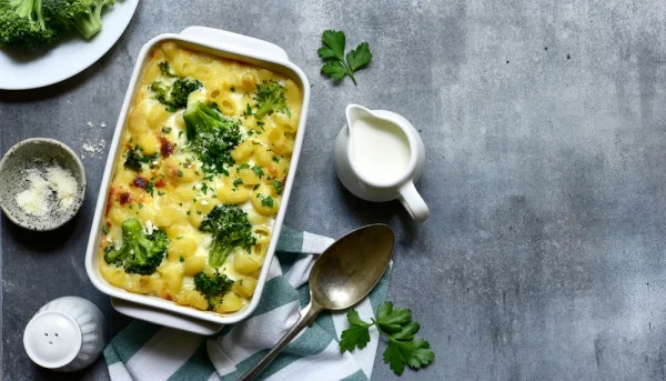 Gratin de pâtes au fromage et brocoli