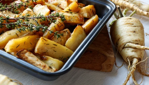 Panais et pommes de terre rôtis au thym