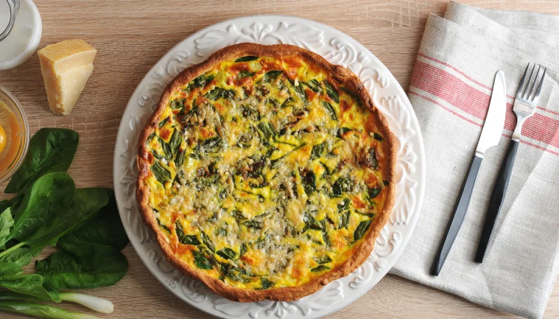 Quiche aux épinards et oignons verts
