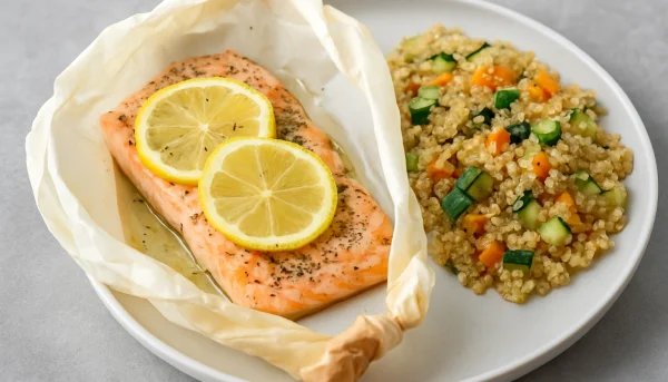 🐟 Saumon en papillote au citron et quinoa aux légumes