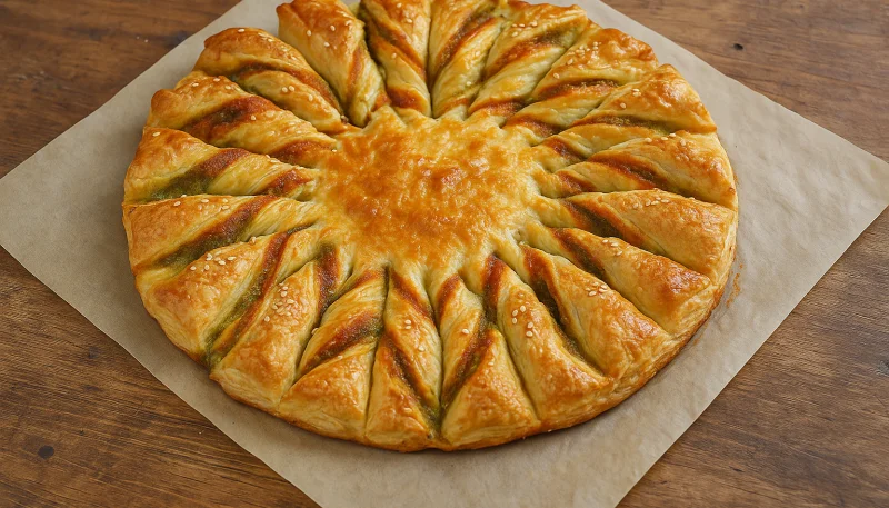 🌀 Couronne feuilletée apéritive à la tomate et au pesto