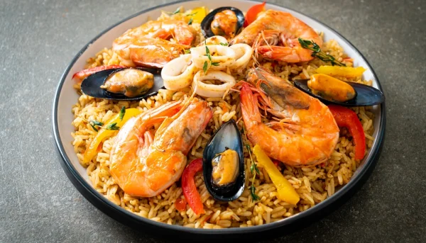🥘 Paëlla légère aux fruits de mer et poivrons