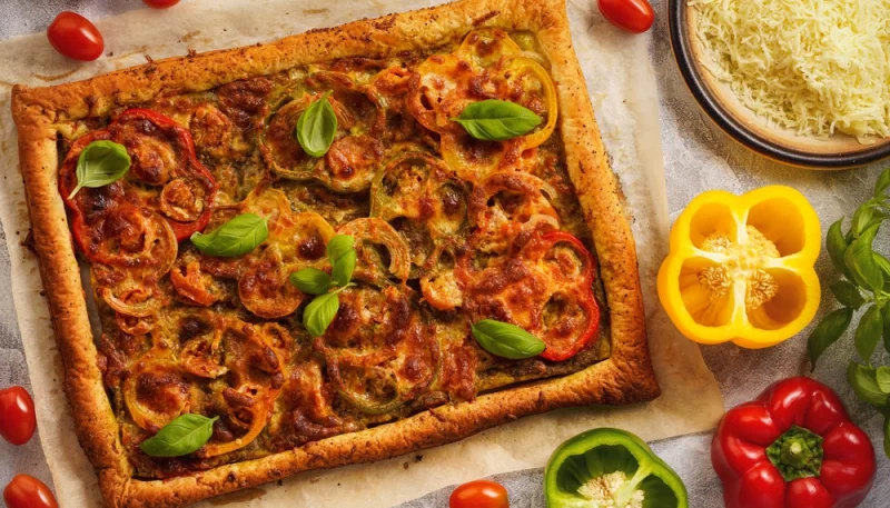 🌶️ Tarte fine aux poivrons et oignons rouges