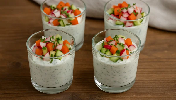 🥣 Verrines de fromage blanc salé aux herbes et crudités