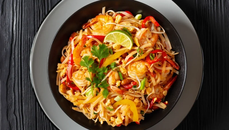 🍤 Pad Thaï aux crevettes et cacahuètes grillées