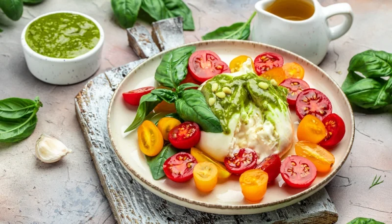 🥗Salade de burrata aux tomates cerises et pesto