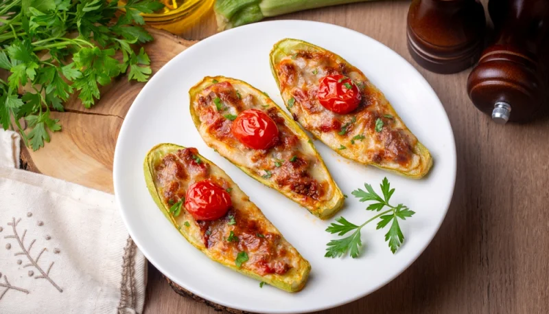 Courgettes farcies gratinées