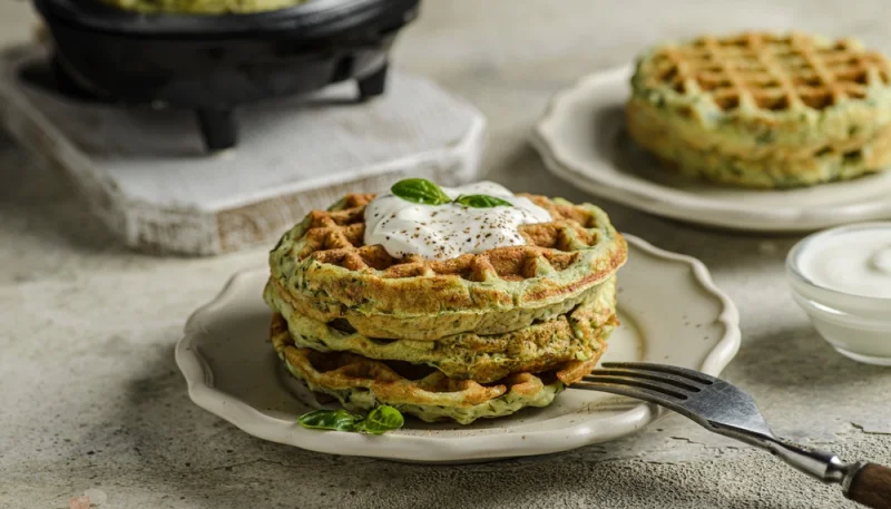 🥒 Gaufres de courgette à la crème aigre
