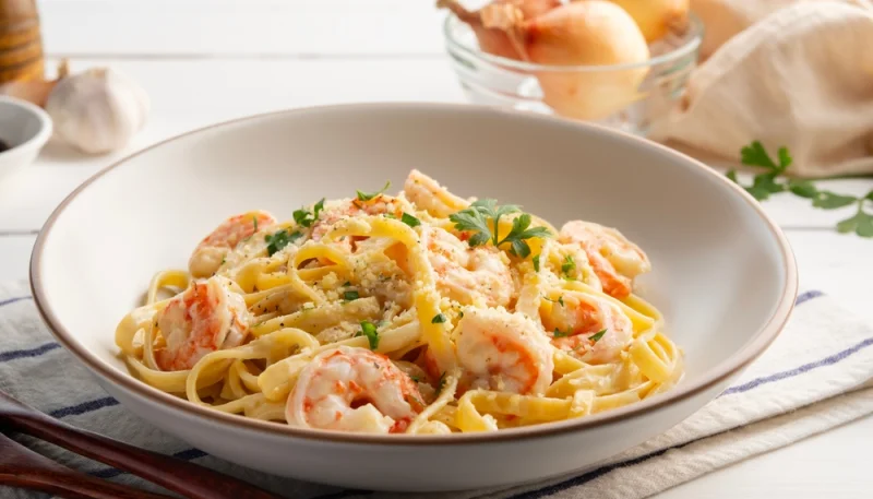 Pâtes carbonara aux crevettes
