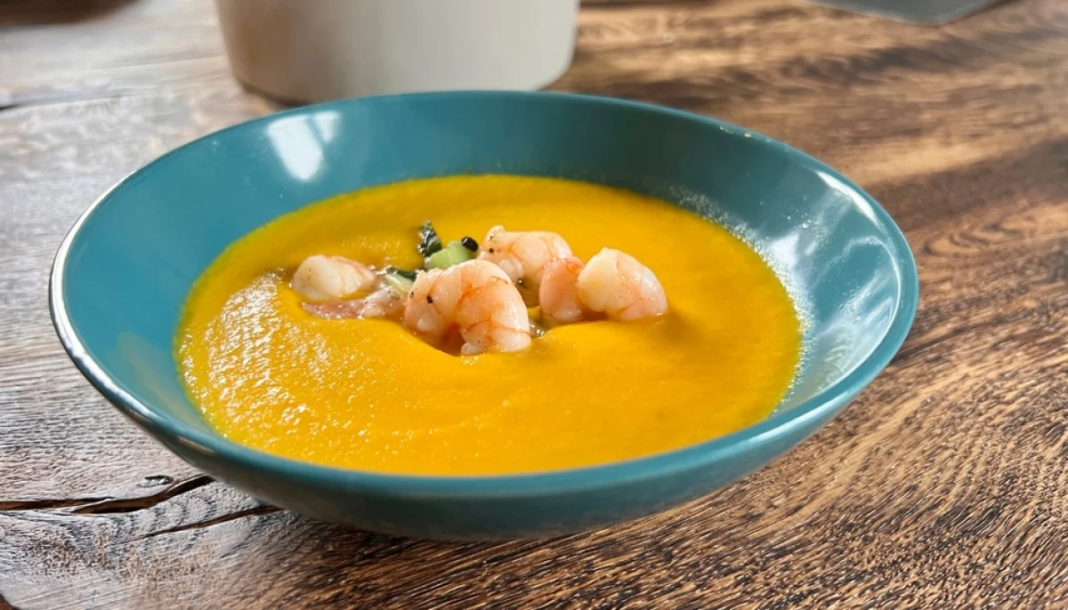Soupe de citrouille aux crevettes