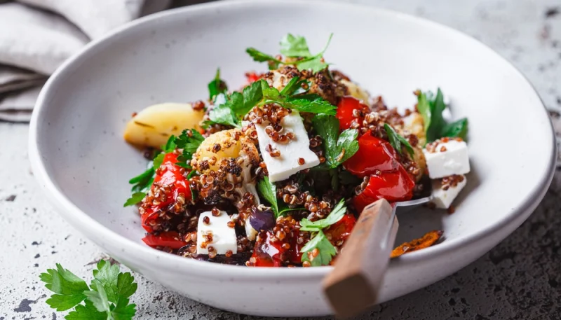 🥗 Salade tiède de quinoa, légumes rôtis et feta