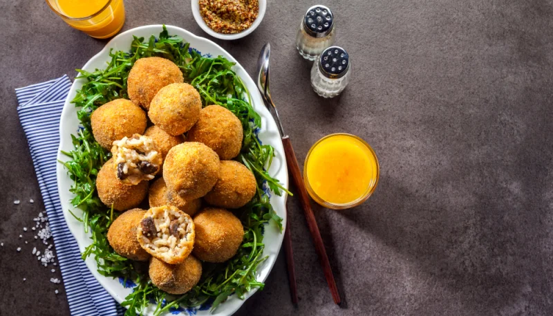 🍘 Arancini croustillants au riz et aux champignons