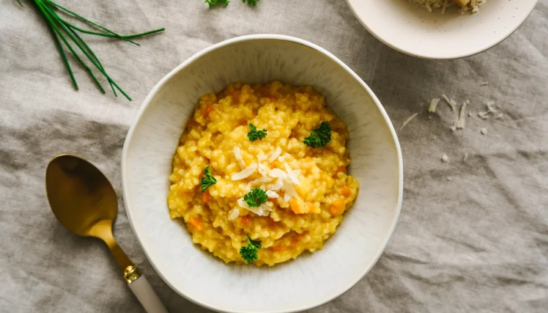 🍚🧀 Risotto crémeux au parmesan et carottes
