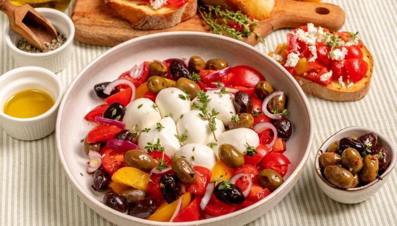 🥗 Salade de tomates, mozzarella et olives façon méditerranéenne