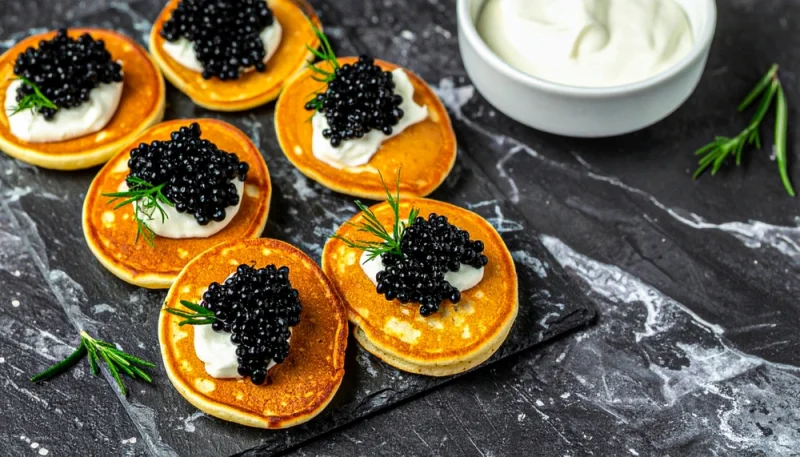 🥞 Blinis au caviar et crème fraîche