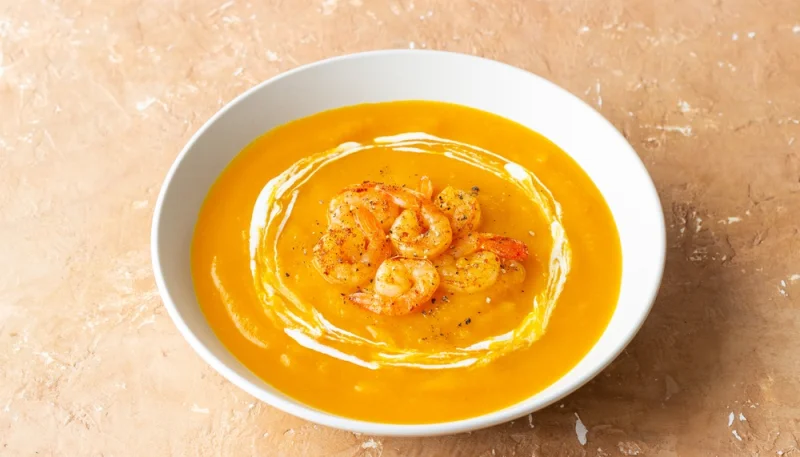 🍤 Soupe crémeuse de patates douces aux crevettes