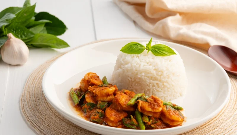🍤 Crevettes à la sauce tomate épicée et riz blanc
