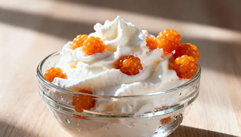 🍨🧡 Crème glacée surmontée de baies de nuages