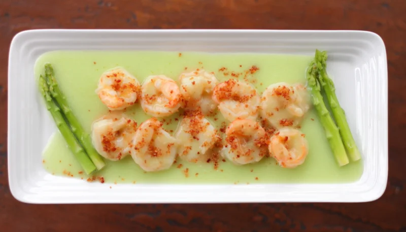 🍤 Crevettes poêlées sur crème d’asperges