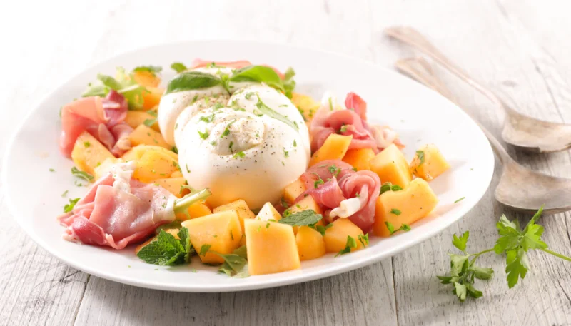 🥗 Salade melon, burrata et jambon cru