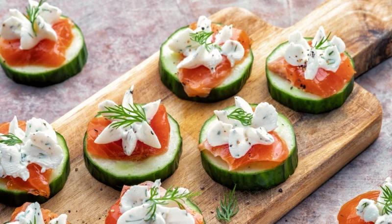 🥒 Bouchées concombre, saumon fumé & fromage frais