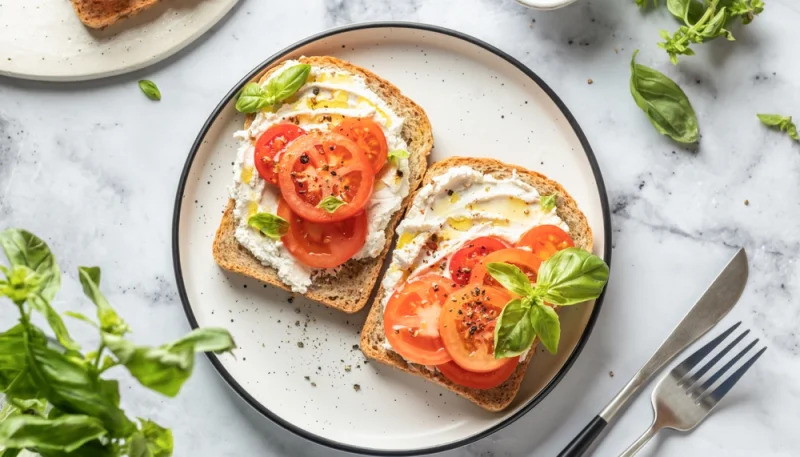 🍅 Tartines ricotta, tomates et basilic
