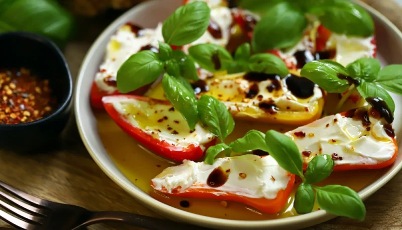 Poivrons farcis au fromage frais et basilic