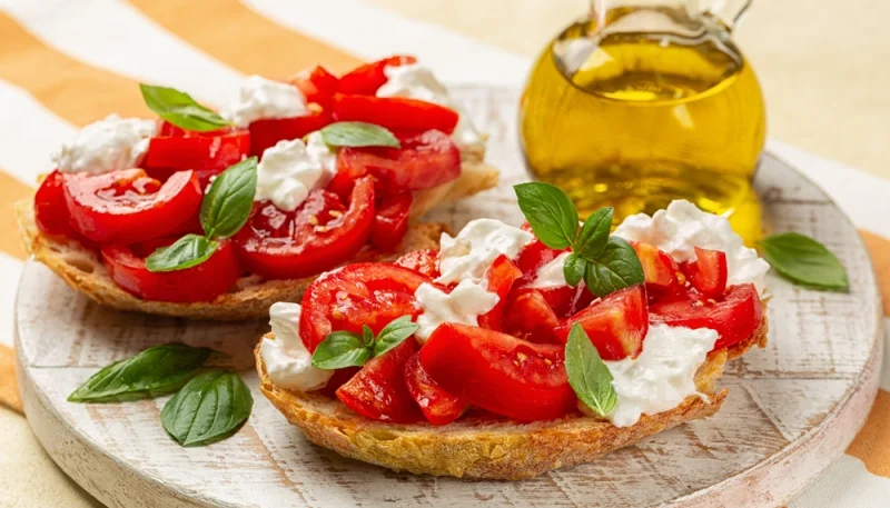 🍅🌿 Bruschetta tomates, basilic & huile d’olive