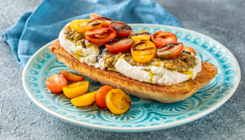 🥖 Tartine burrata pesto et tomates cerises
