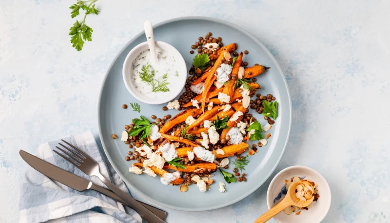 🥕 Salade de lentilles aux carottes rôties et feta