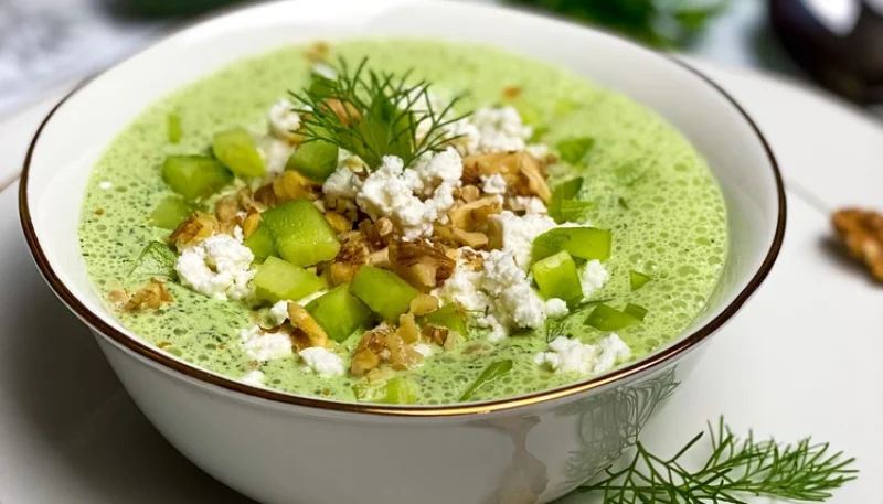 🥒🥑 Velouté froid concombre, feta & noix