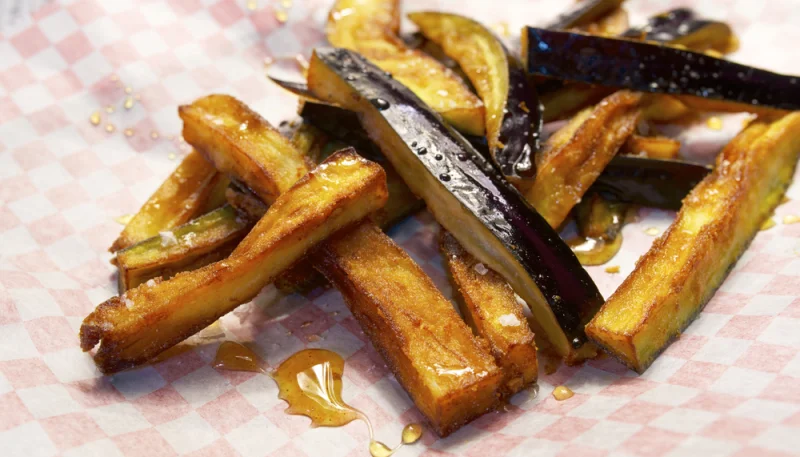 🍆 Frites d’aubergines croustillantes au miel