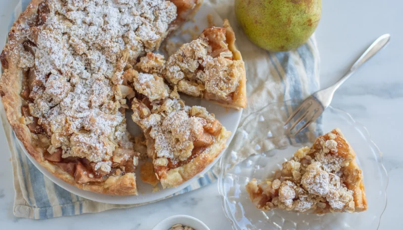 🍐 Tarte crumble aux poires et flocons d’avoine