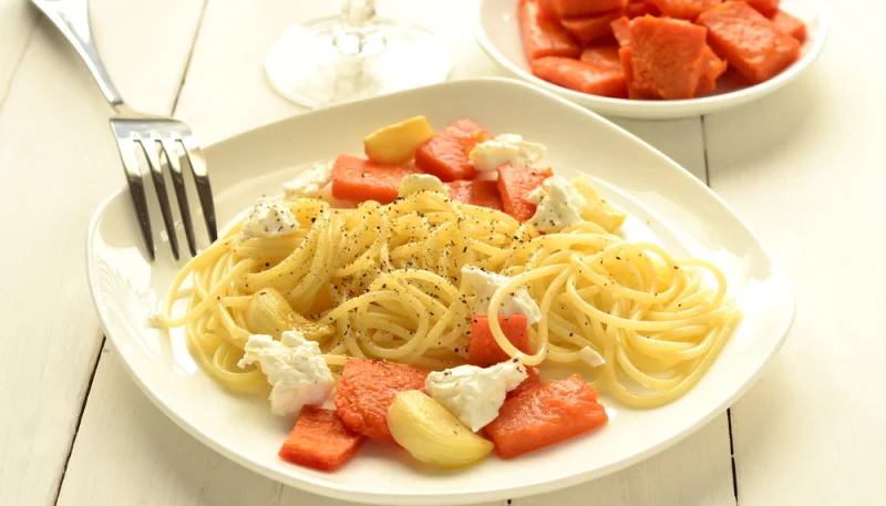 🍝 Spaghettis à la courge rôtie et chèvre frais