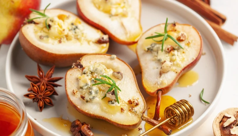 🍐 Poires rôties au miel, roquefort et noix
