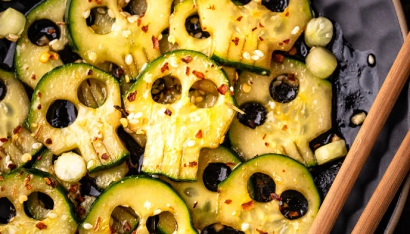 🎃 Courgettes d’Halloween à l’ail et au sésame