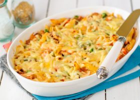 Gratin de risoni aux poivrons et courgettes